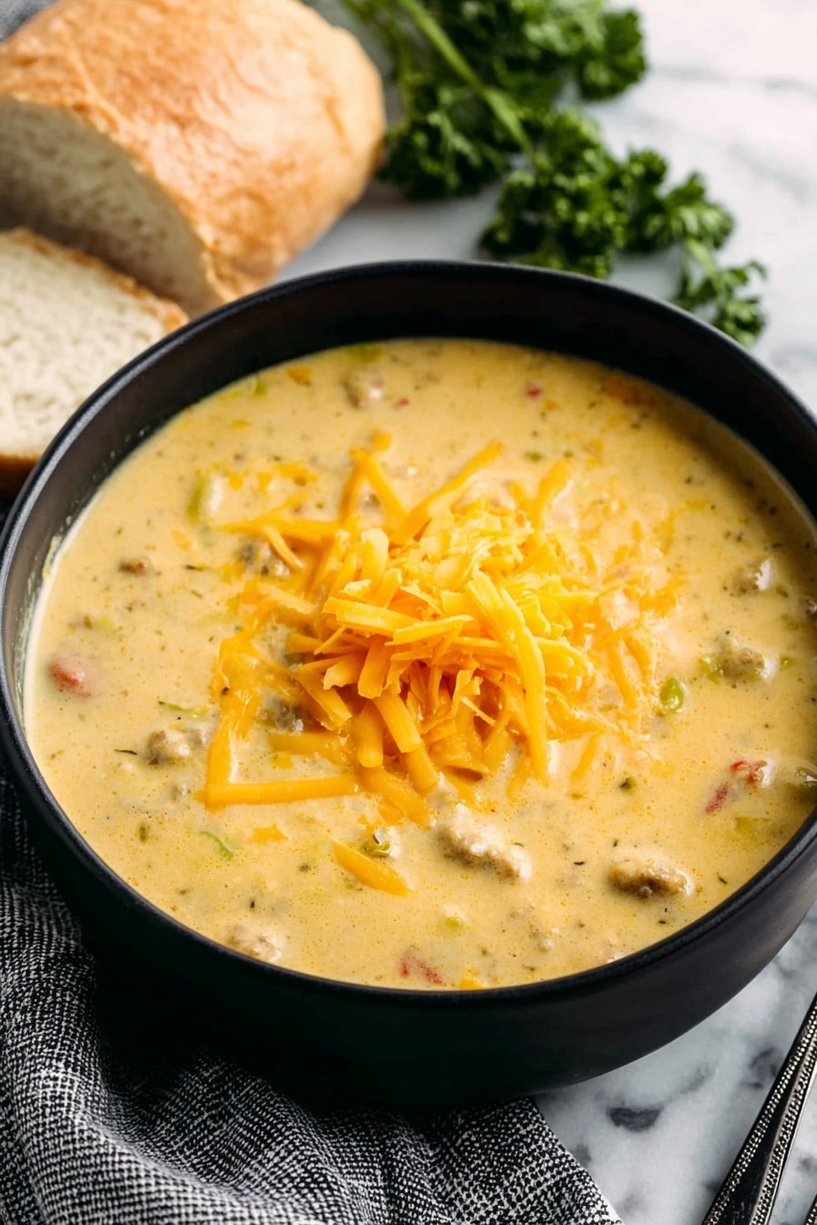 Cheeseburger Soup - Serving Suggestion
