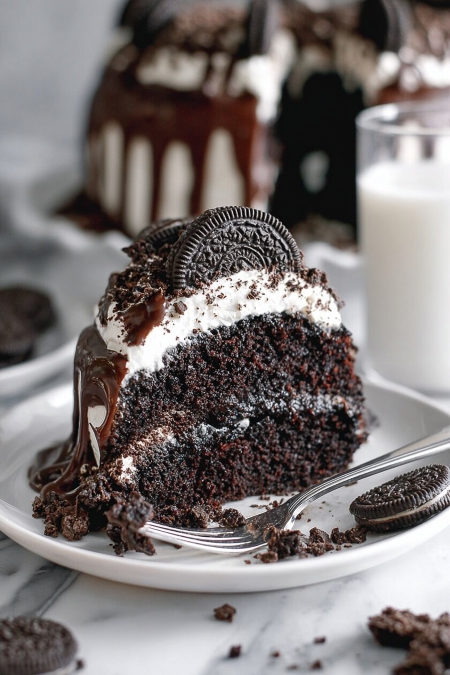 Oreo Bundt Cake - Serving Suggestion