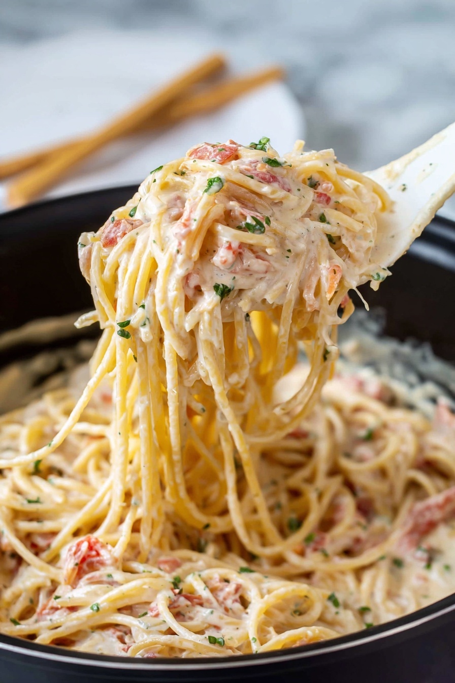 slow cooker chicken spaghetti - Serving Suggestion