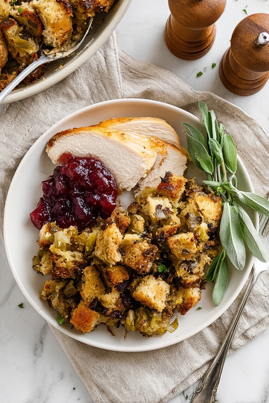 Vegan Sourdough Stuffing - Serving Suggestion